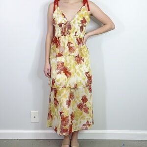4SI3NNA tiered floral lightweight maxi dress size large
